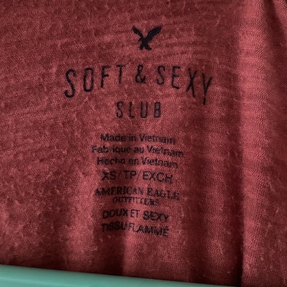 American Eagle Soft and Sexy Slub Ombre Vneck Tee XS - Picture 2 of 3